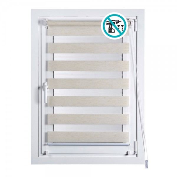Estor enrollable clip & fix, noche & dia, lino 120 x 180 cm