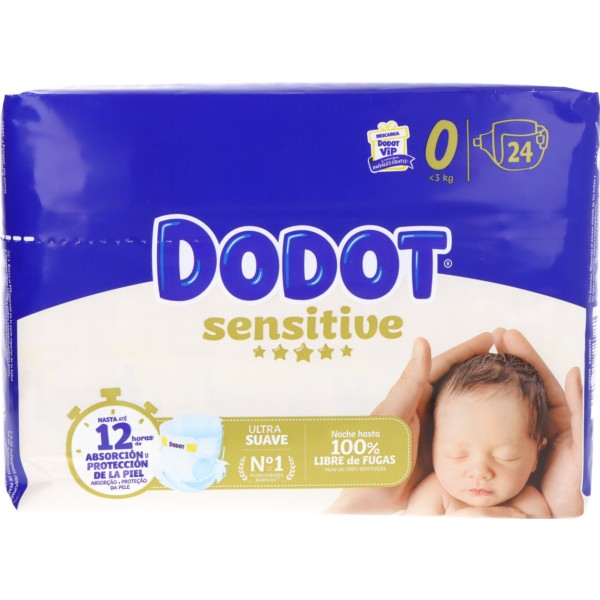 Dodot Sensitive Recien Nacido Talla 0 Hasta 3kg 24 Unidades